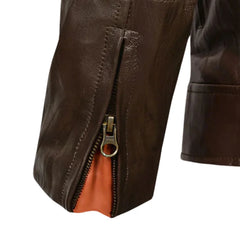 Men’s Brown and Tan Striped Leather Jacket