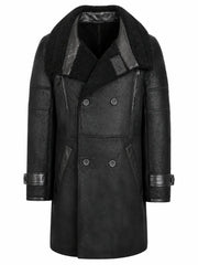Men's Bryan Black Shearling Leather Full Length Coat