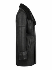 Men's Bryan Black Shearling Leather Full Length Coat