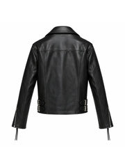 Men’s Buckle Leather Jacket Back