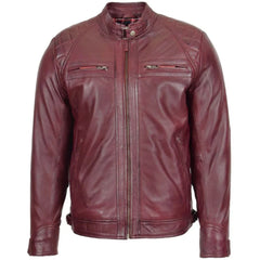 Men’s Burgundy Stylish Leather Jacket