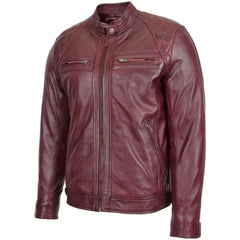 Men’s Burgundy Stylish Leather Jacket