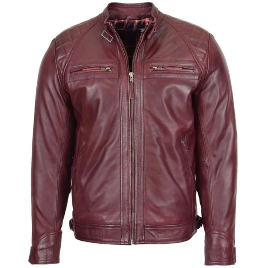 Men’s Burgundy Stylish Leather Jacket