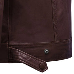 Men’s Burgundy Quilted Shoulder Leather Jacket