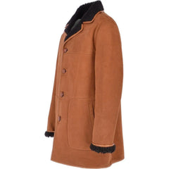 Men’s Shearling Lined Brown And Black Suede Coat