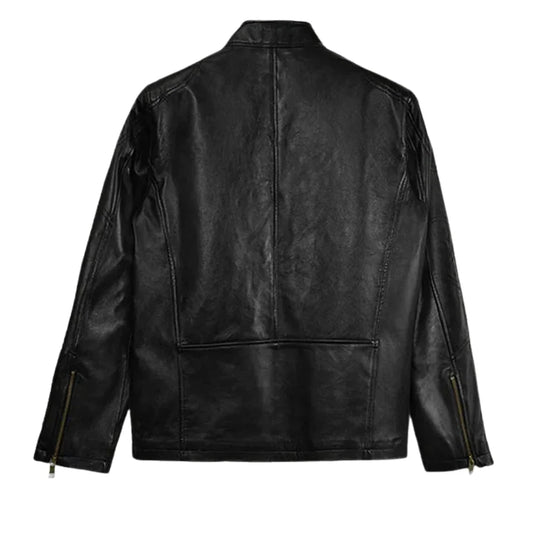 Men’s Casual Black Multi-Pocket Leather Jacket