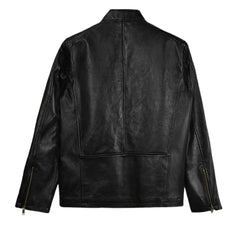 Men’s Casual Black Multi-Pocket Leather Jacket