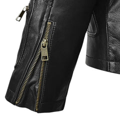 Men’s Casual Black Multi-Pocket Leather Jacket