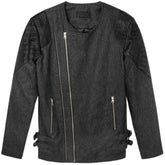 Men’s Charcoal Grey Leather and Wool Hybrid Jacket