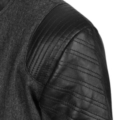 Men’s Charcoal Grey Leather and Wool Hybrid Jacket