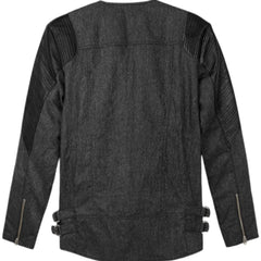 Men’s Charcoal Grey Leather and Wool Hybrid Jacket