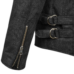 Men’s Charcoal Grey Leather and Wool Hybrid Jacket