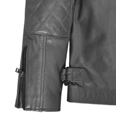 Men’s Charcoal Quilted Shoulder Leather Jacket