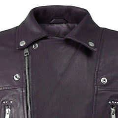 Purple Leather Wide Lapel Belted-Hem Jacket