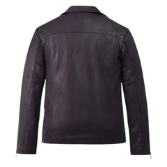 Purple Leather Wide Lapel Belted-Hem Jacket
