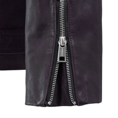 Purple Leather Wide Lapel Belted-Hem Jacket