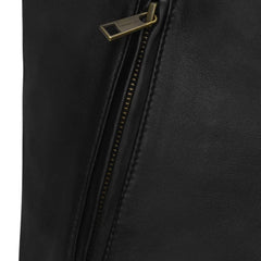 Men’s Classic Black Asymmetrical Casual Leather Jacket