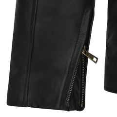Men’s Classic Black Asymmetrical Casual Leather Jacket