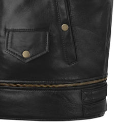 Men’s Classic Black Asymmetrical Leather Jacket