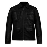 Men’s Classic Black Four-Pocket Leather Jacket