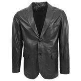 Men's Classic Black Leather Blazer