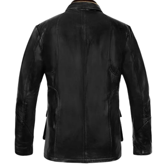 Men’s Classic Black Leather Field Jacket
