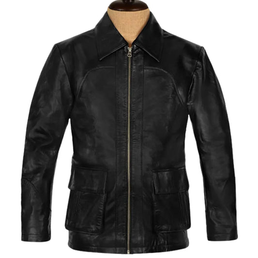 Men’s Classic Black Leather Field Jacket
