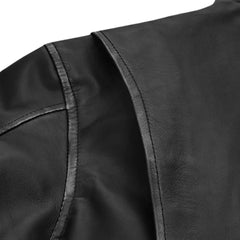 Men’s Classic Black Leather Jacket with Zipper Pockets