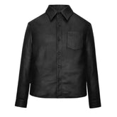 Men’s Classic Black Leather Shirt Jacket