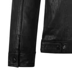 Men’s Classic Black Leather Trucker Jacket