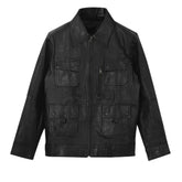 Men’s Classic Black Multi-Pocket Leather Jacket