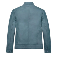 Men’s Classic Blue Leather Jacket