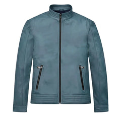Men’s Classic Blue Leather Jacket