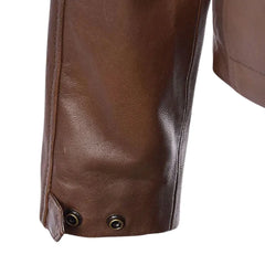 Men’s Classic Brown Four-Pocket Leather Field Jacket