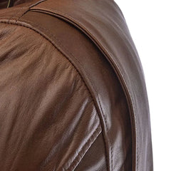 Men’s Classic Brown Four-Pocket Leather Field Jacket