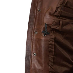 Men’s Classic Brown Four-Pocket Leather Field Jacket