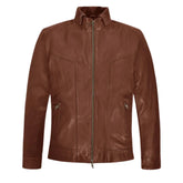 Men’s Classic Brown Minimalist Leather Jacket