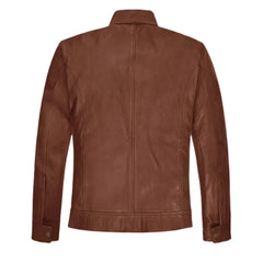Men’s Classic Brown Minimalist Leather Jacket