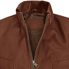Men’s Classic Brown Minimalist Leather Jacket