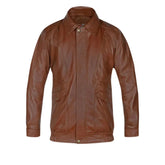 Men’s Classic Brown Shirt Collar Leather Jacket