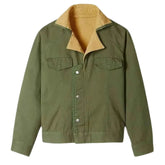 Men's Classic Green Canvas Jacket with Chest Pockets