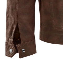 Men’s Classic Zip Brown Leather Jacket