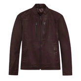 Men’s Classic Zip Burgundy Leather Jacket