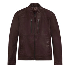 Men’s Classic Zip Burgundy Leather Jacket