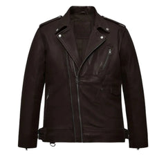 Men’s Dark Brown Asymmetrical Leather Jacket