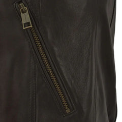 Men’s Dark Brown Bomber Leather Jacket with Epaulets