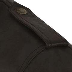Men’s Dark Brown Bomber Leather Jacket with Epaulets