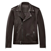 Men’s Dark Brown Lapel Leather Jacket