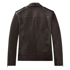 Men’s Dark Brown Lapel Leather Jacket