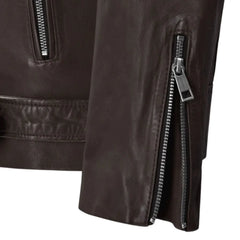 Men’s Dark Brown Lapel Leather Jacket